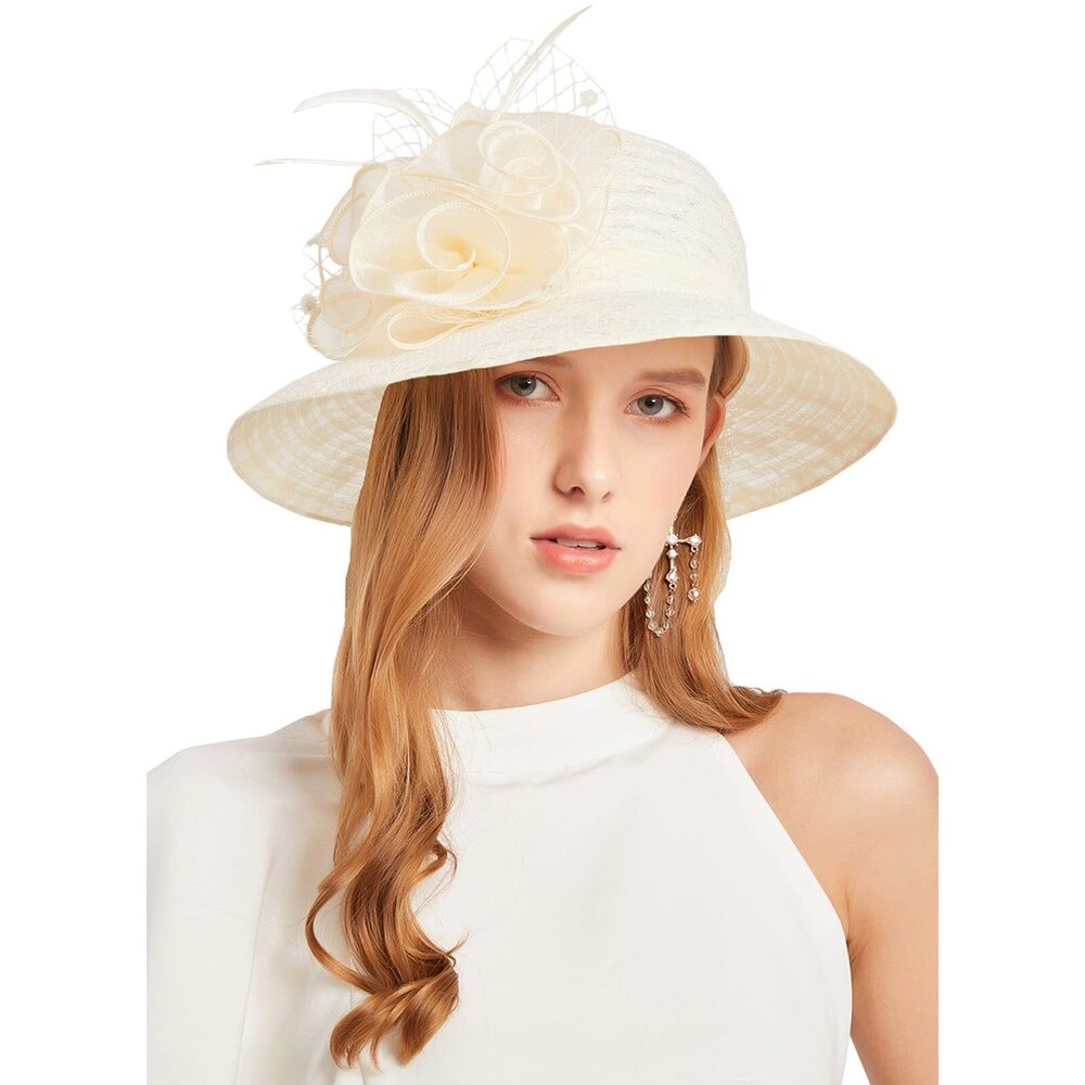 6784 Women's Organza Cloche Bowler Hat Church Kentucky Derby Fascinator - Picture 1 of 3